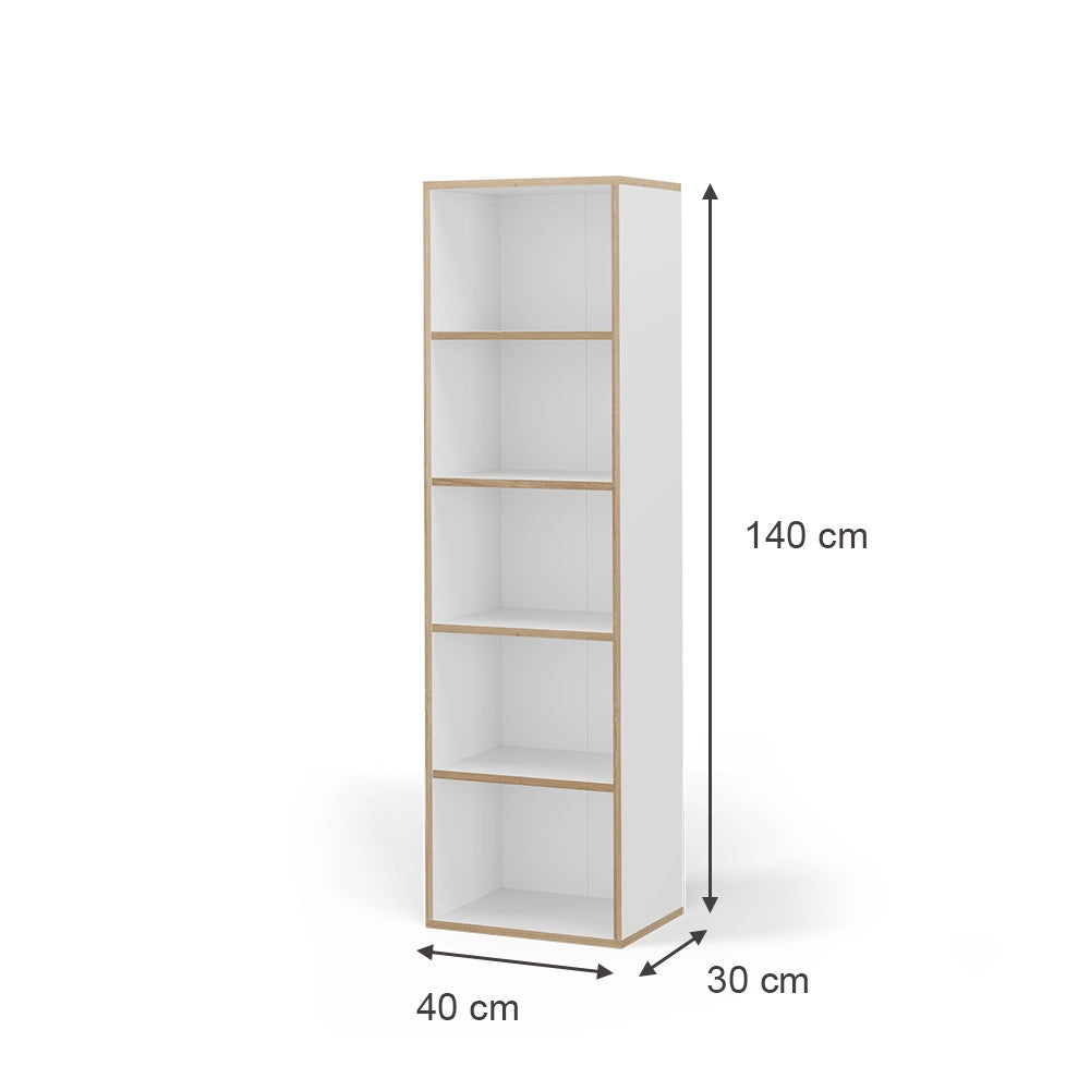 Vicco Libreria Bianco 40 x 140 cm con 5 scomparti