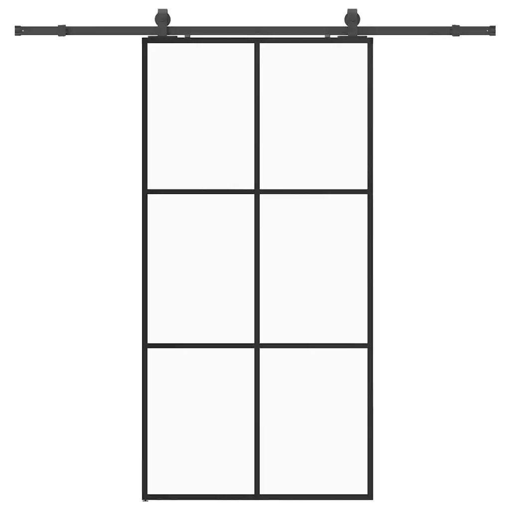 Porta Scorrevole con Ferramenta Nera 102x205 cm in Vetro ESG 3375926
