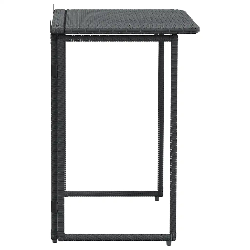 Tavolo da Giardino Pieghevole Nero 90x51x75 cm in Polyrattan