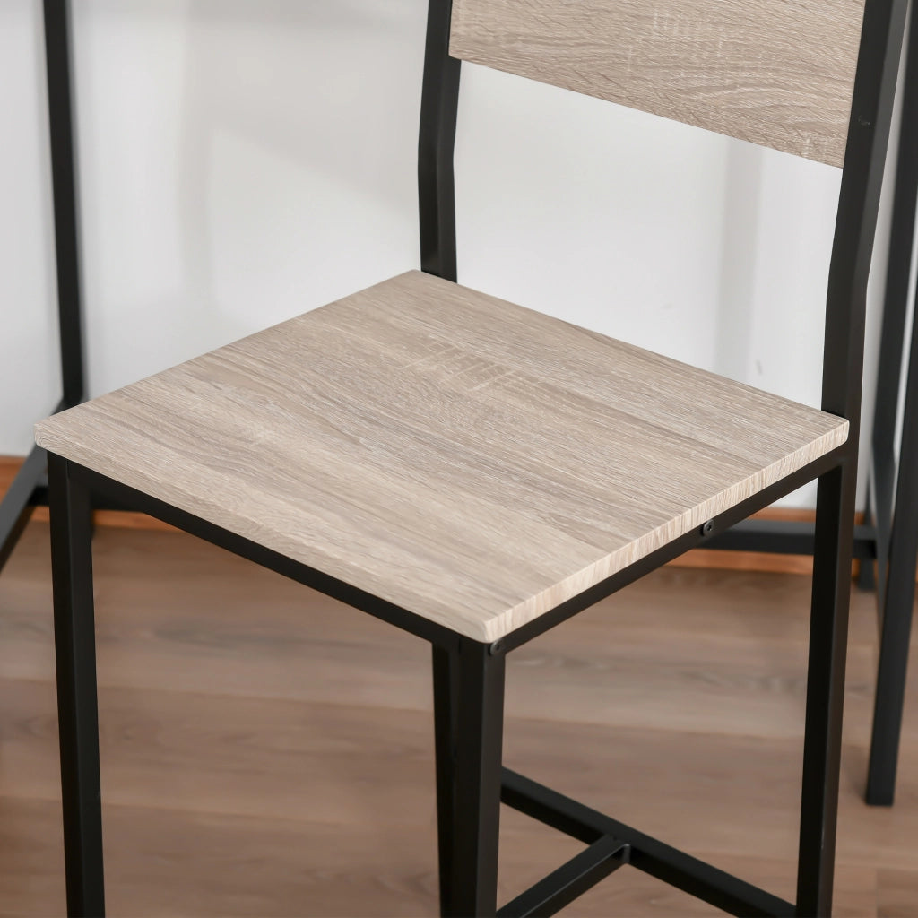 Set bar 3 pezzi con tavolo e 2 sgabelli, MDF naturale e nero, 89x45x87 cm, per cucina e zona pranzo