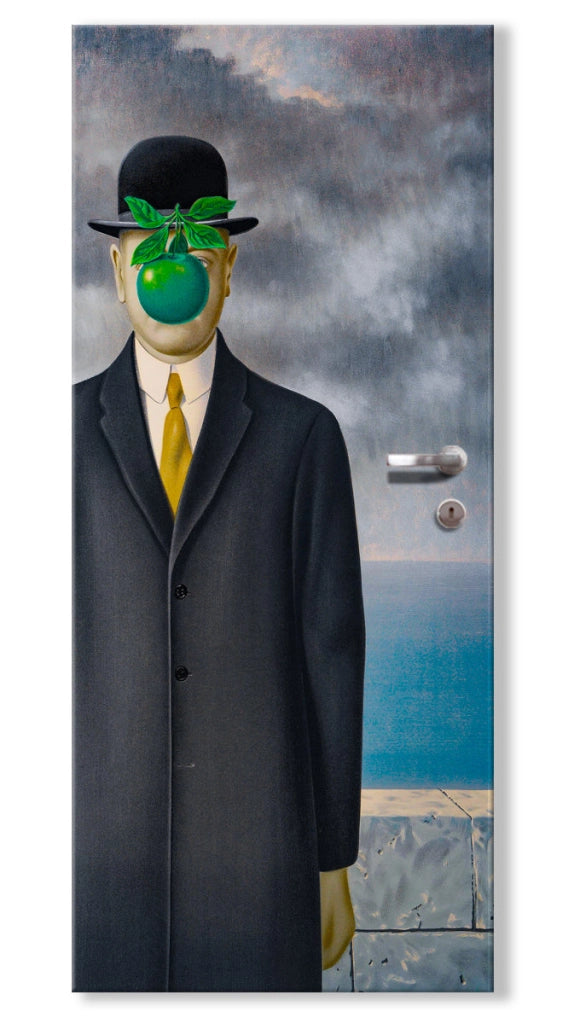 Rivestimento adesivo per porte interne - Magritte i figli degli uomini Misura: 75x215 cm