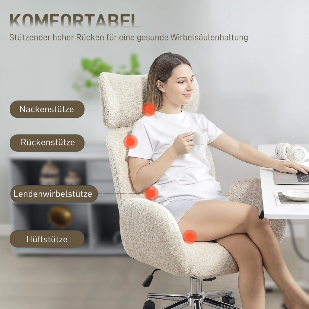 Sedia da ufficio ergonomica con schienale regolabile e braccioli ¨C zephmum ¨C grigio chiaro