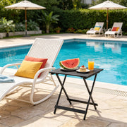 Tavolo da giardino bistrot pieghevole in alluminio con struttura a X per balcone e campeggio nero 50,5 × 47 × 59,5 cm