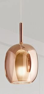 Vetro  1 luce attacco E27  Rame Specchiato Rain d.17,5cm rosone acquistabile separatamente