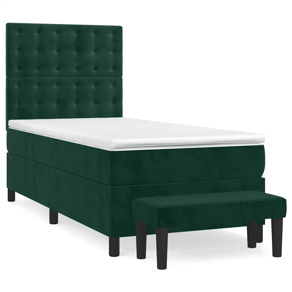 Giroletto a Molle con Materasso Verde Scuro 90x200 cm Velluto 3138064