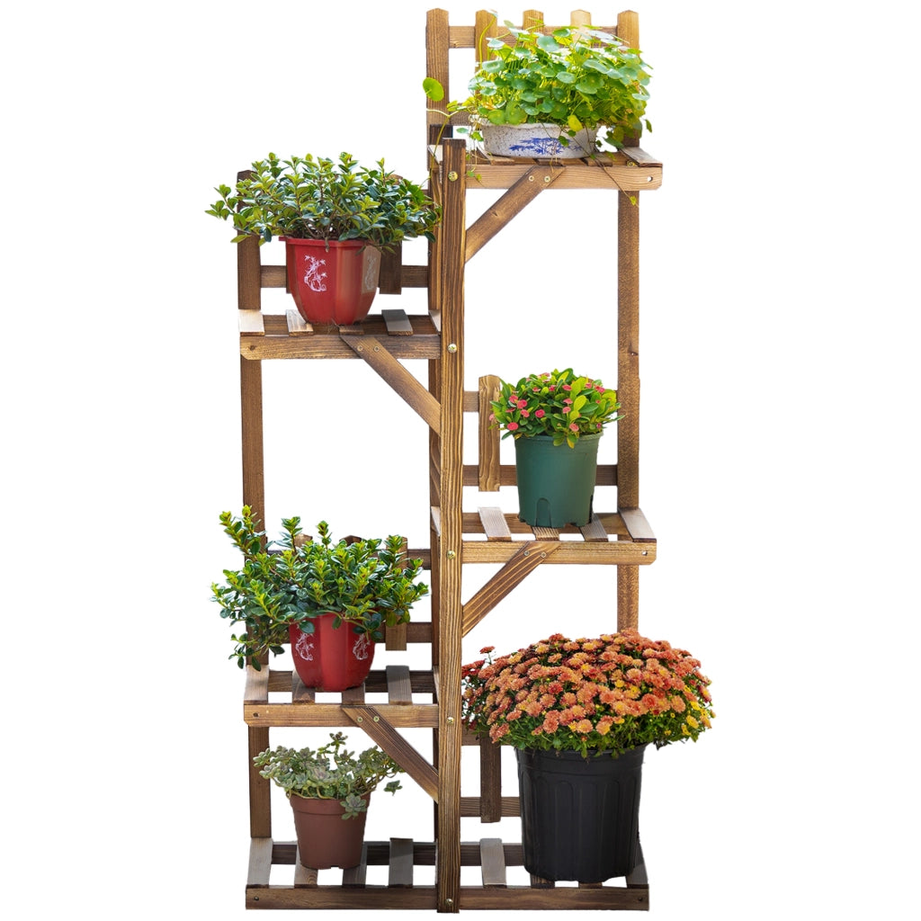 Scaffale Portavasi Legno 5 Ripiani ¨C Xylo ¨C 60x30x130cm Legno Abete Carbonizzato