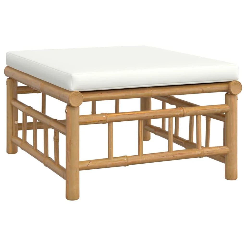 Set di mobili da giardino per esterni 7 pezzi con cuscini bambù bianco crema 02_0017083