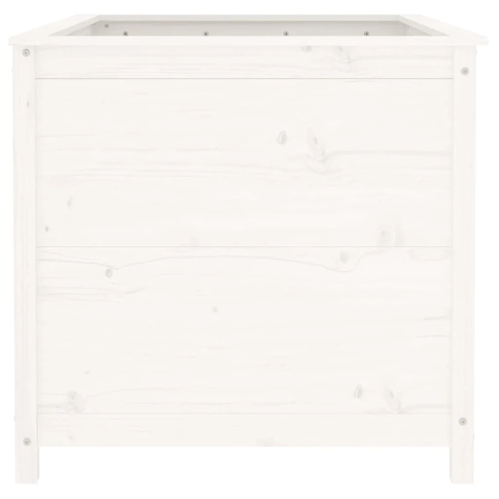 Fioriera rialzata per piante e fiori adatta a terrazze e giardini 119,5 x 82,5 x 78 cm legno di pino massiccio bianco 02_0039337