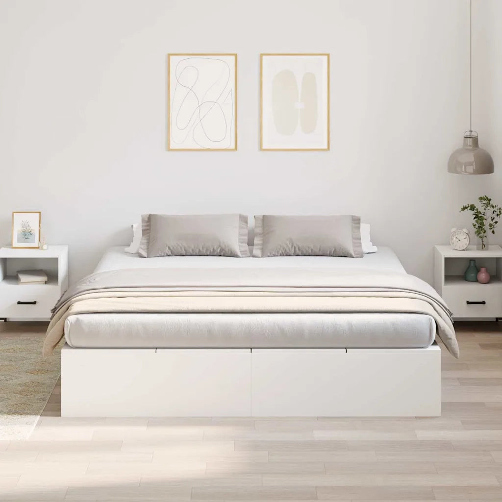 Struttura letto con contenitore Bianco 200 x 200 cm 3335357