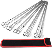 20 pezzi di spiedini premium da griglia da 40 cm in acciaio inossidabile SUS304 - spiedini BBQ per carne e verdure con tasca in nylon