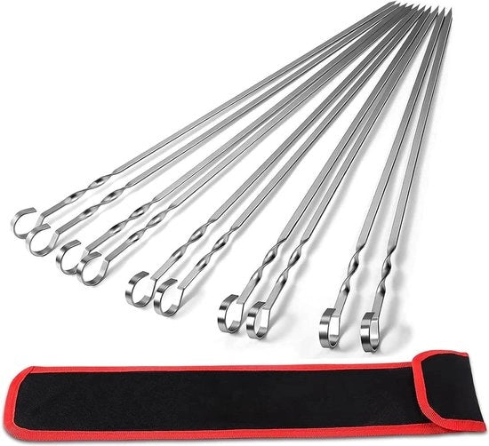 20 pezzi di spiedini premium da griglia da 40 cm in acciaio inossidabile SUS304 - spiedini BBQ per carne e verdure con tasca in nylon