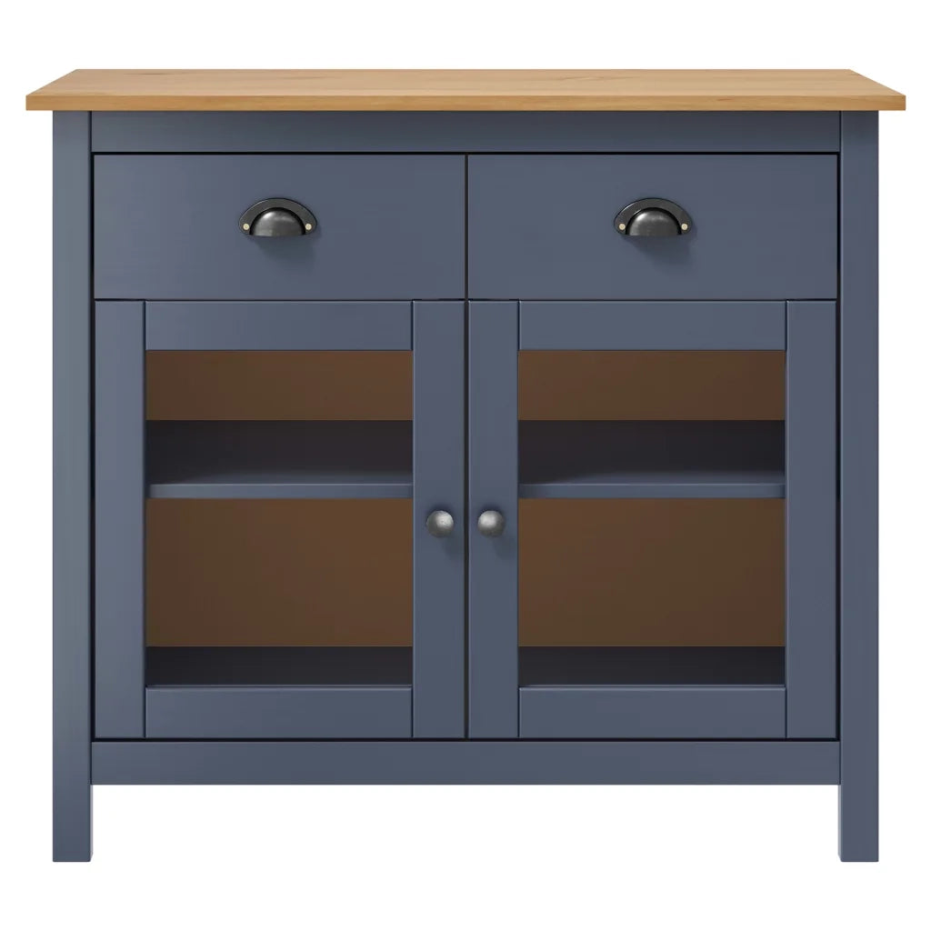 Credenza-Buffet-Armadio da cucina Hill Grigia 90x40x80 cm in Legno Massello di Pino