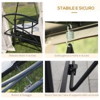 Dondolo 3 Posti e Lettino Singolo Copertura a Gazebo con Zanzariera e Cuscini 256x172x248cm Crema
