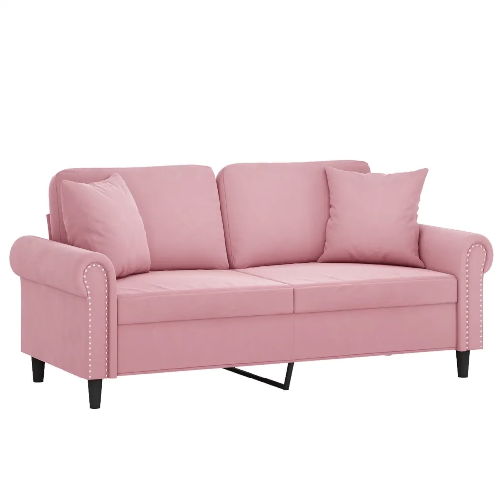 Divano a 2 Posti con Cuscini Rosa 140 cm in Velluto 3200948