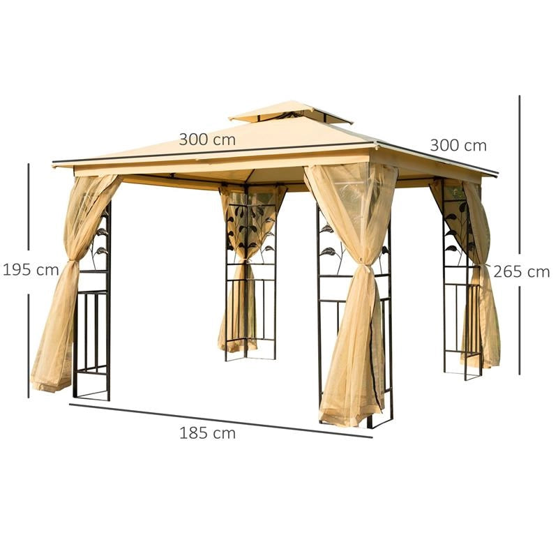 GAZEBO DA GIARDINO DI LUSSO TENDONE DA GIARDINO 3 X 3 M