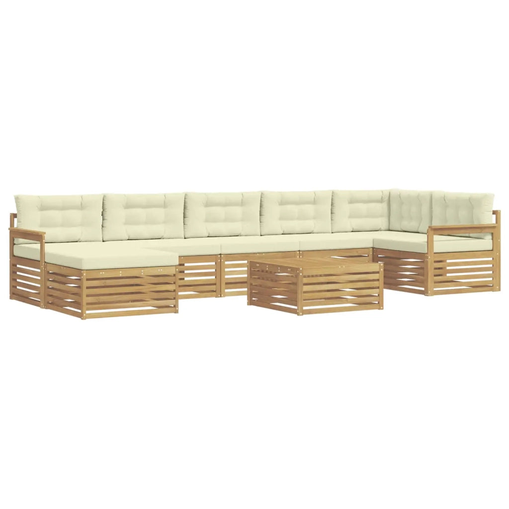 Set di divani da esterno con cuscino 8 pcs Bianco e Crema