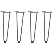 Gambe a forcina per tavolino 4 pz in acciaio naturale 42 cm in acciaio massiccio 4012423