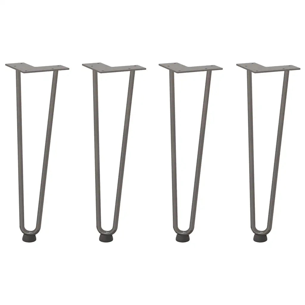 Gambe a forcina per tavolino 4 pz in acciaio naturale 42 cm in acciaio massiccio 4012423