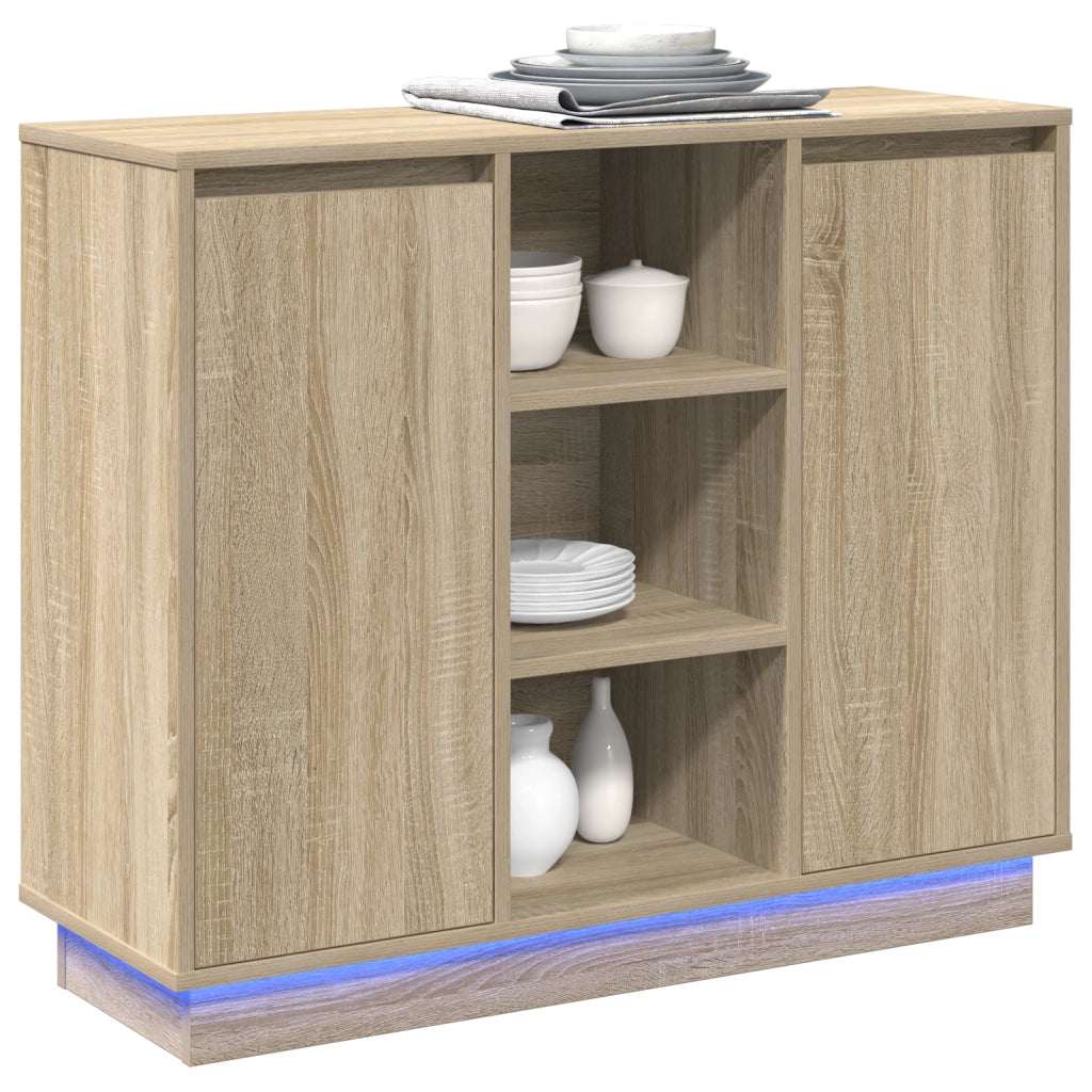 Mobile con LED Rovere Sonoma 90x32x75 cm Legno ingegnerizzato