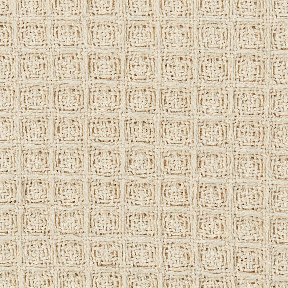Copriletto in cotone beige  150 x 200 cm con motivo a quadretti, decorativo, per il soggiorno e la camera da letto.