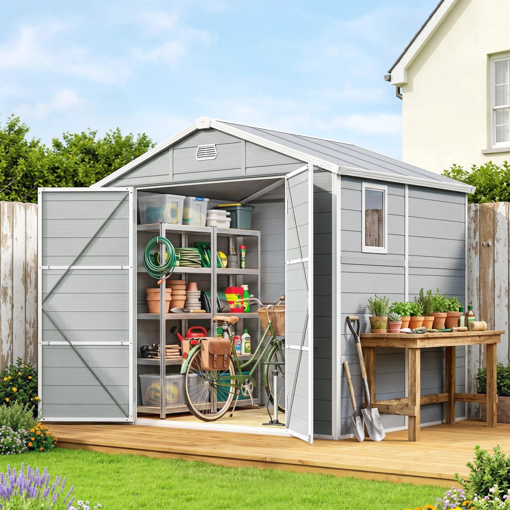 Casetta da giardino con tetto a capanna ¨C zephmum ¨C 240x190x180/228 cm