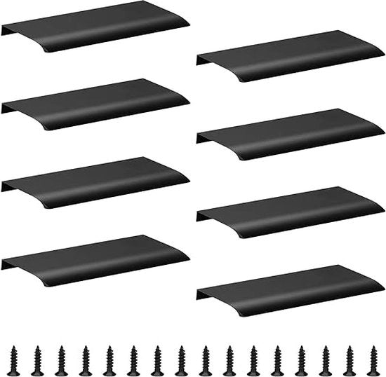 Set di 8 carrello di stile moderno con maniglie nascoste, 200 mm, nero