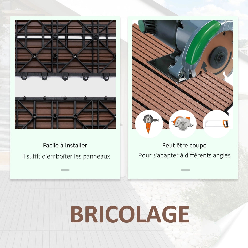 Dalle per esterno 30x30x2,2 cm ¨C zephmum ¨C marrone chiaro, HDPE, clipsable