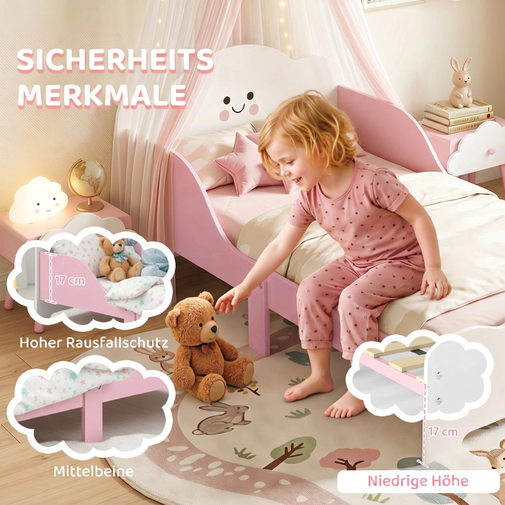 Letto singolo per bambini ¨C zephmum ¨C rosa 140x70 cm