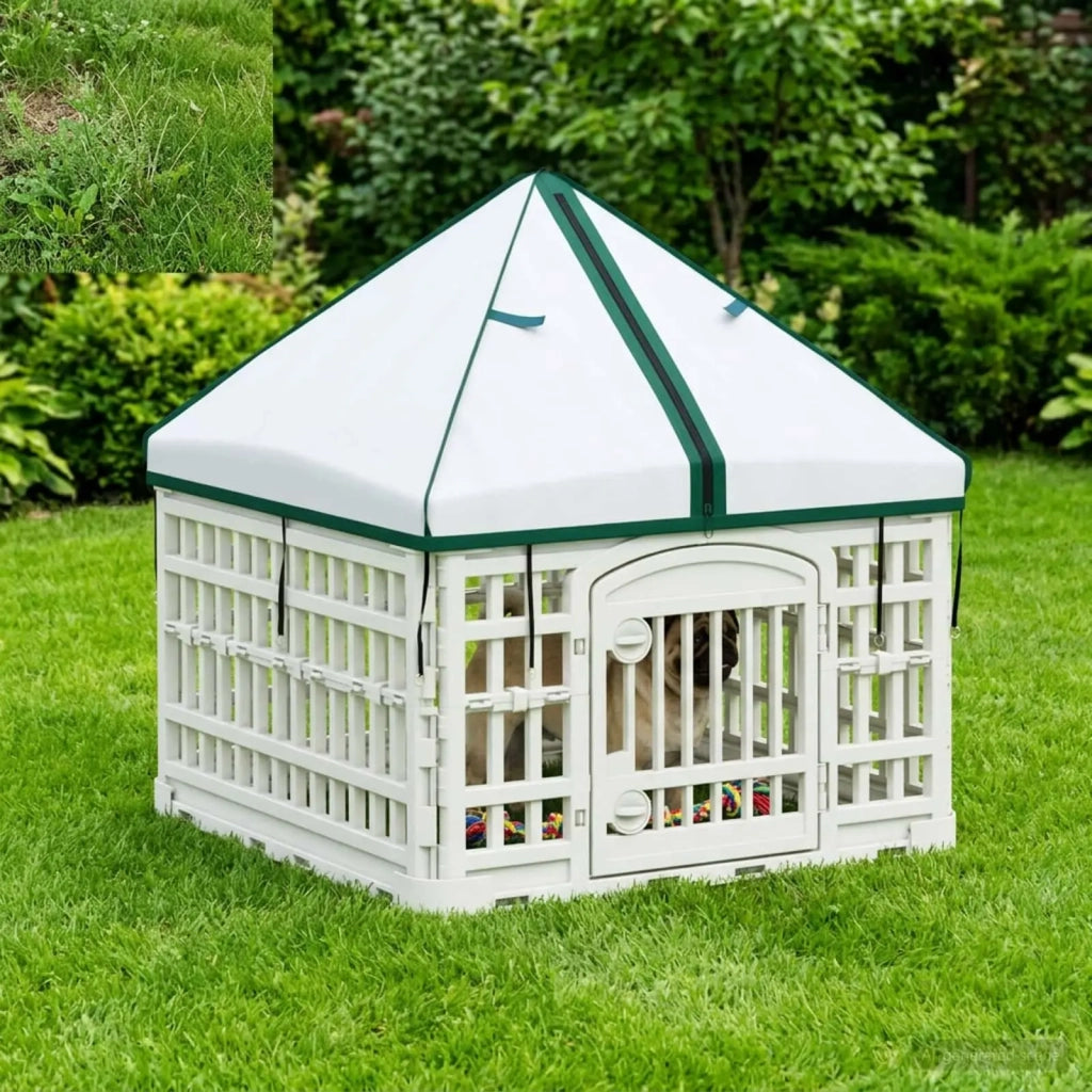 Pannello per cani a 4 sezioni con tetto Bianco 63 x 63 x 67 cm 42027214