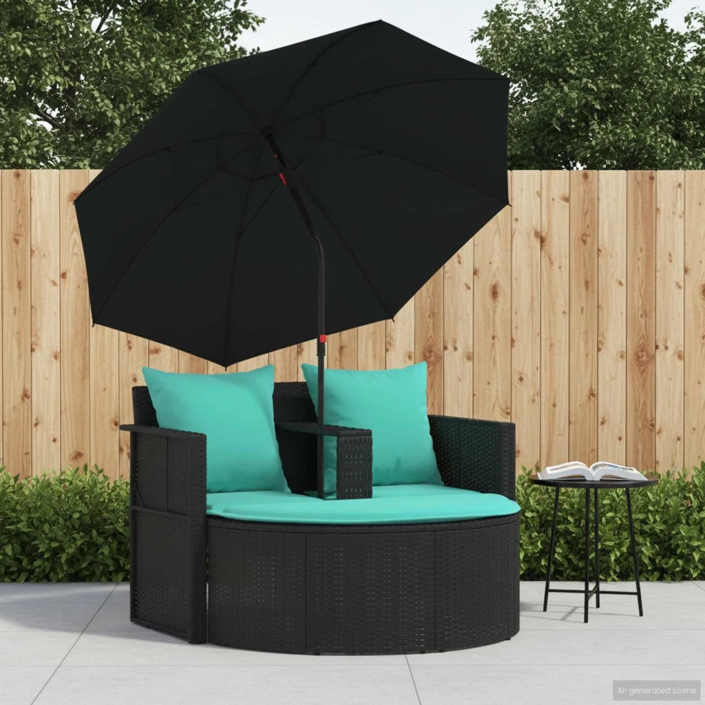 Divano da giardino con cuscino 8 pcs Nero e Turchese polyrattan 42025904