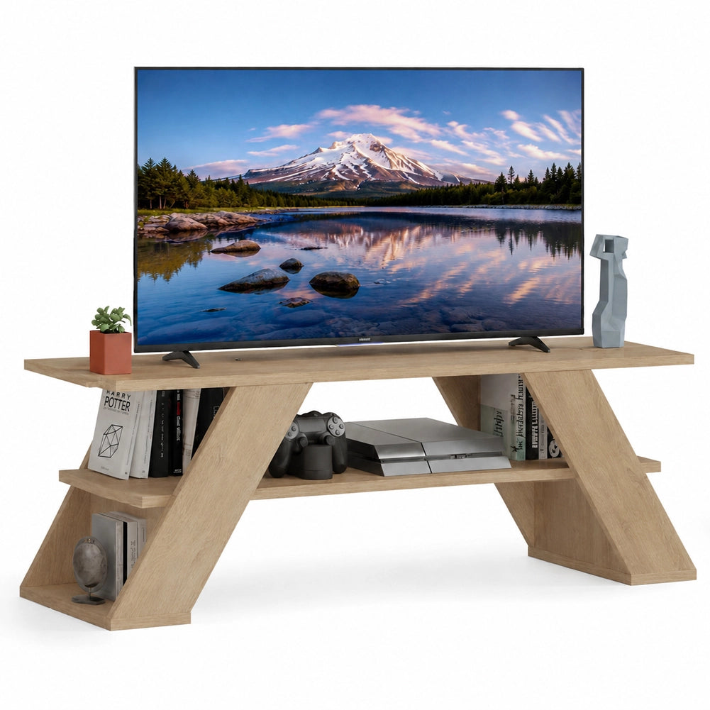 Mobile Porta Tv Moderno per Soggiorno Quercia in Legno Resistente 120x33.5x40cm