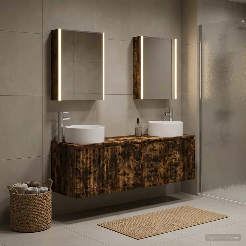 Set di Armadi da Bagno 5 pcs Rovere Fumo Legno ingegnerizzato 3406571