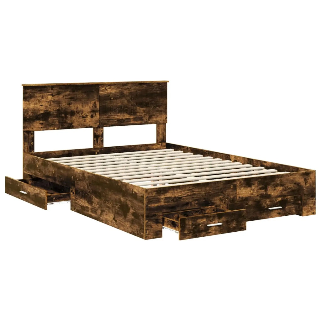 Struttura del letto Rovere fumé 135 x 190 cm Legno multistrato