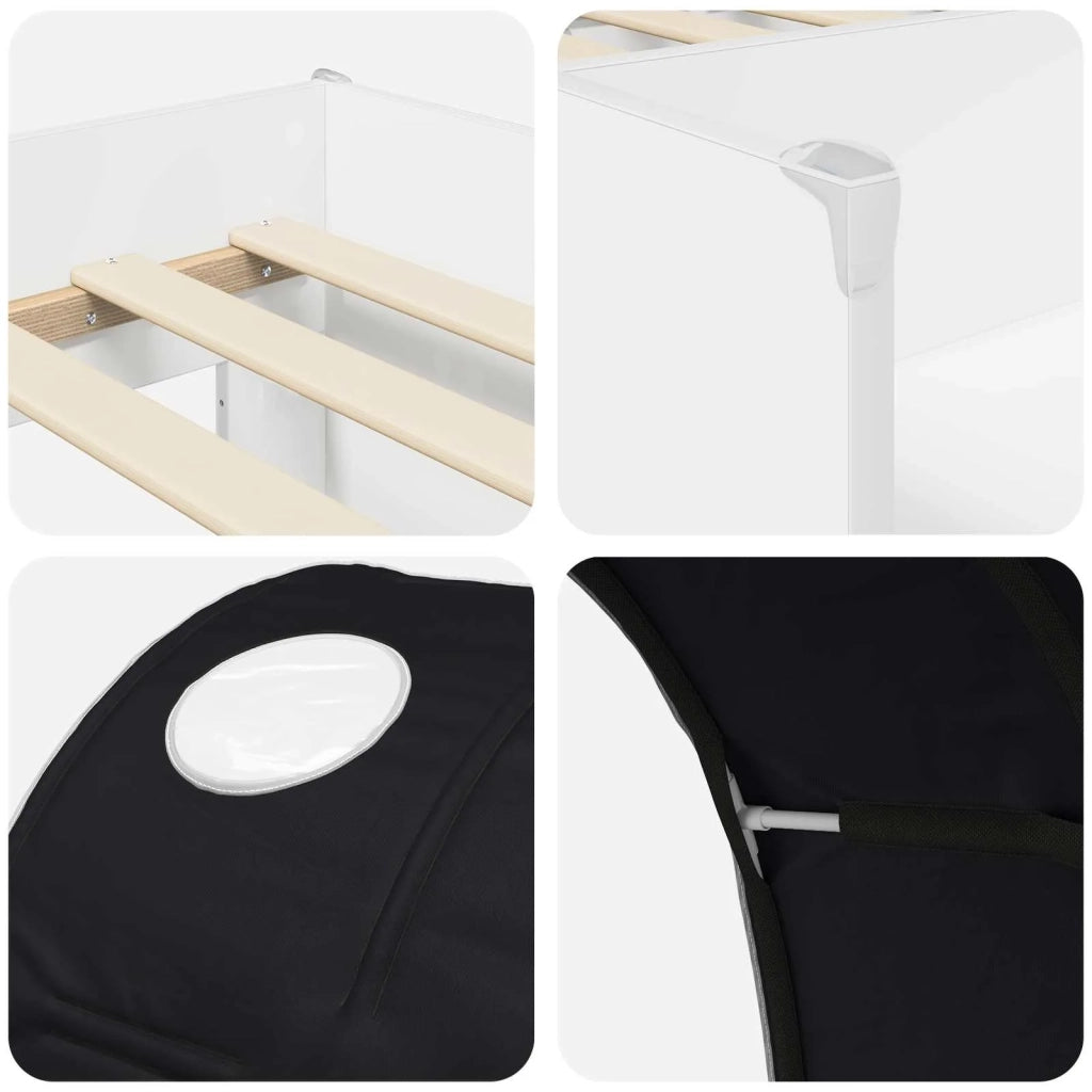 Letto con Tunnel 3 pz Bianco e Nero Legno ingegnerizzato 3423526