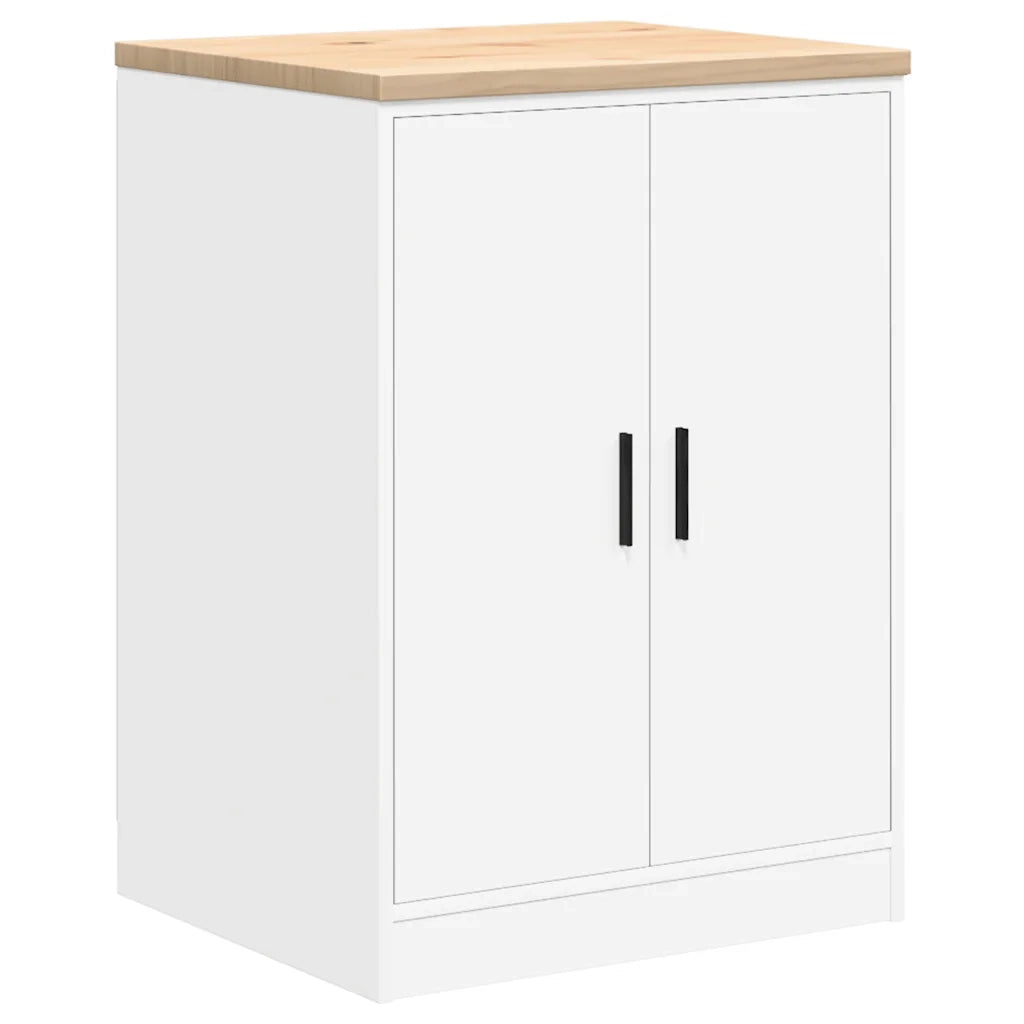 Armadietto da Garage Bianco 60x51x85 cm Legno Massello di Pino CFW4800652