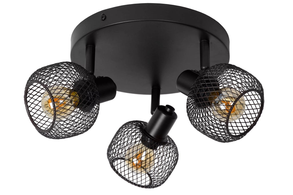 Lucide Maren plafoniera loft nera metallo 3 faretti E14