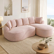 Divano modulare a L senza struttura 252x164x67 cm in chenille rosa con chaise longue profonda