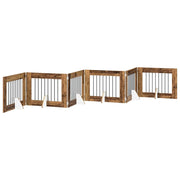 Cancello per cani con supporti 6 pz Legno antico 80 x 60 cm CFW3923827