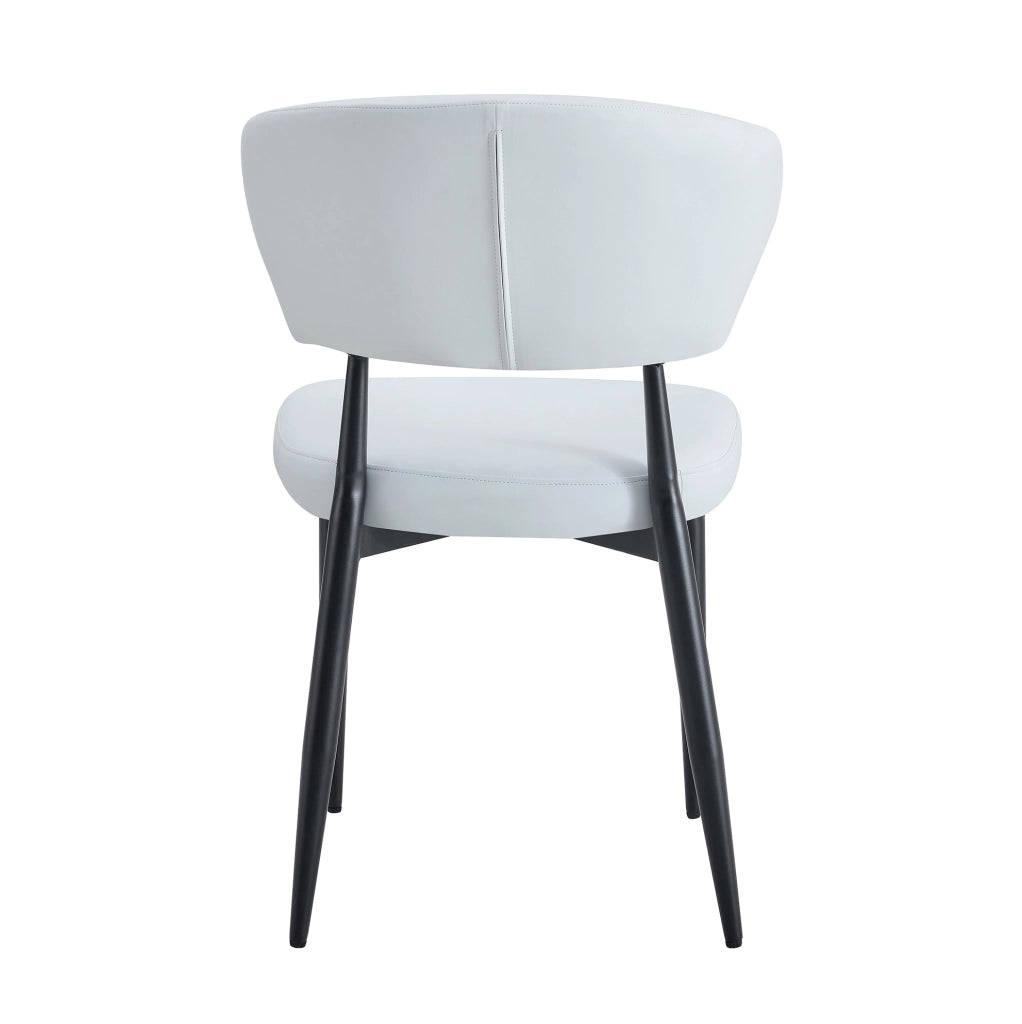 Set di 2 sedie da pranzo moderne in PU bianco e metallo nero; con schienale ergonomico