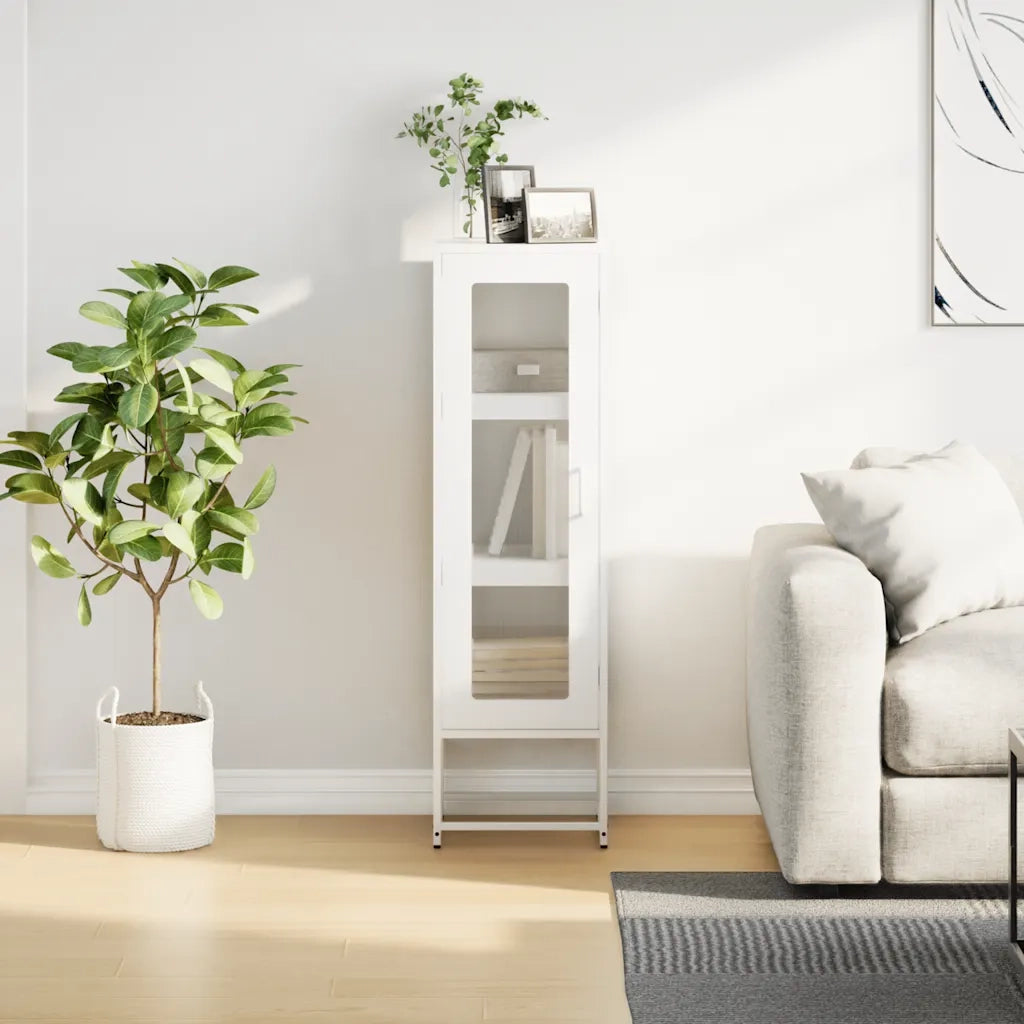 Credenza Bianca 36x39x123 cm Acciaio Laminato a Freddo