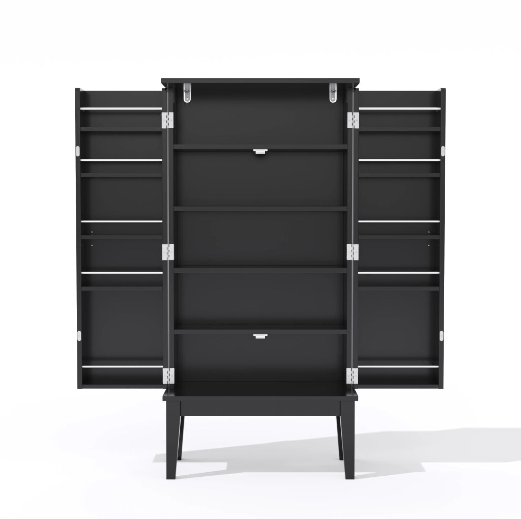 Mobile contenitore vintage in MDF 120 x 59 x 30 cm; nero