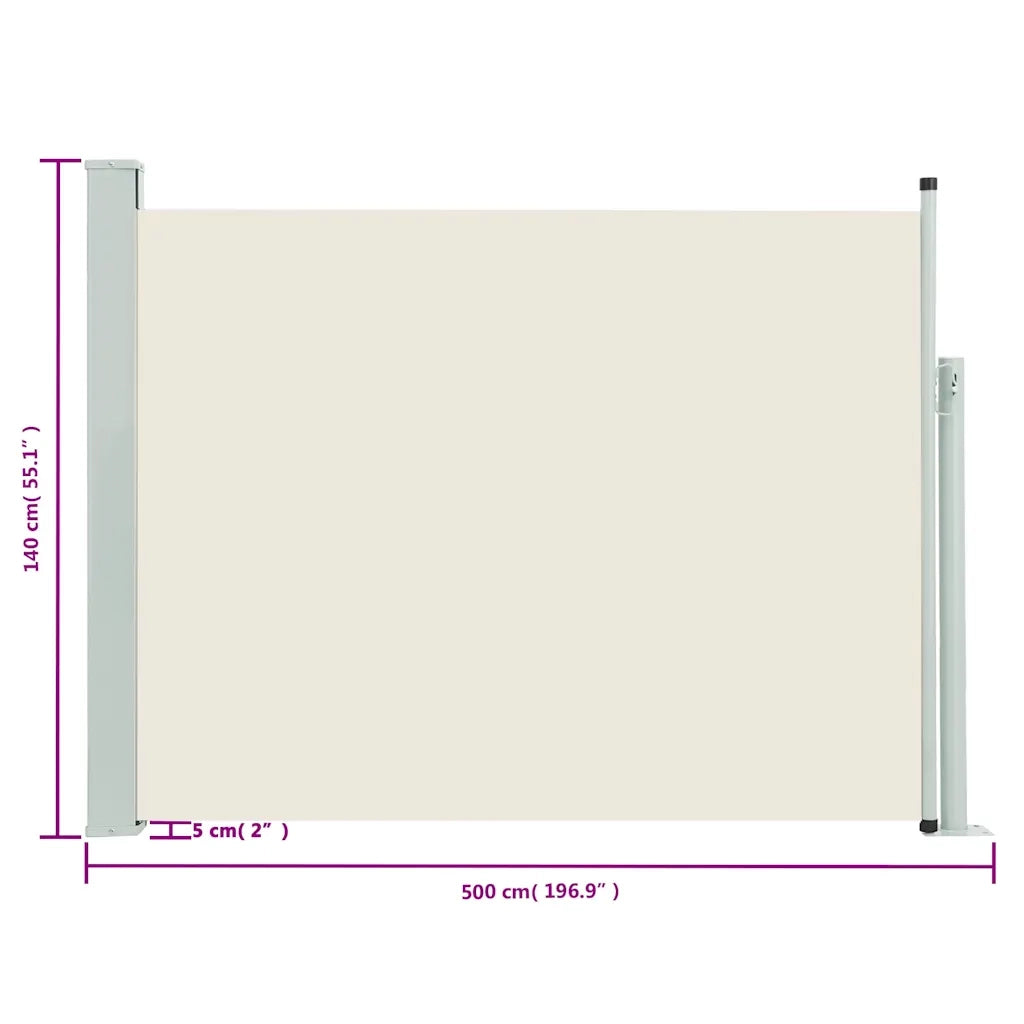 Tenda Laterale Retrattile per Patio 140x514 cm Crema 48395