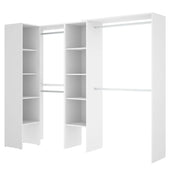 Guardaroba Antilope, Struttura per cabina armadio angolare, Mobile appendiabiti aperto ad angolo, 228x79h187 cm, Bianco