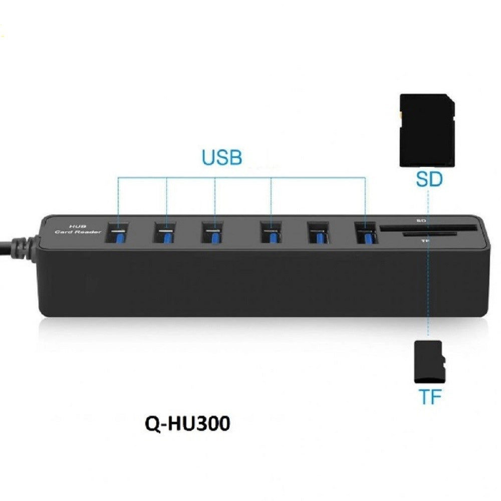 Trade Shop - Hub Usb 3.0 A 8 Porte Con Slot Per Schede Sd Tf Computer Laptop Hi-speed Q-hu300 -