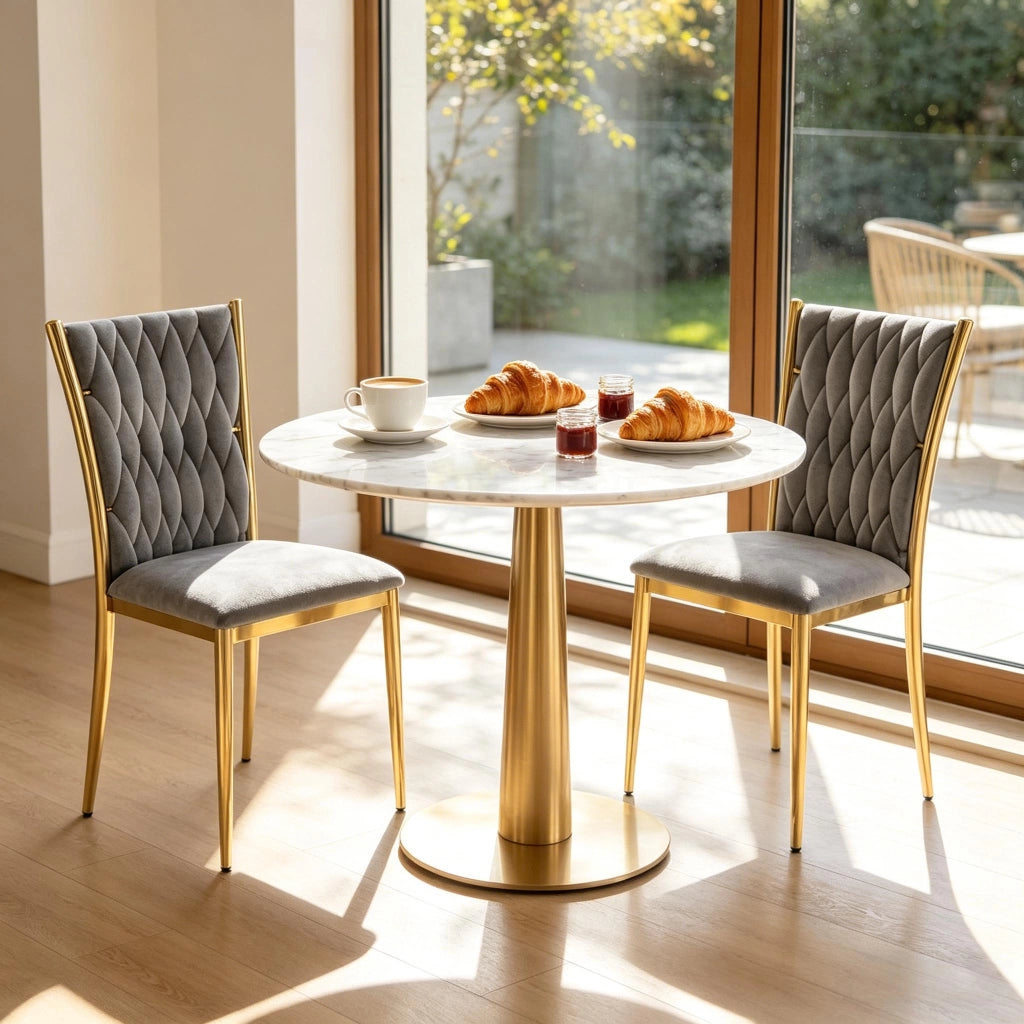 SEDIA Imbottita Schienale Alto 47 x 94,5 x 59,5 cm Velluto Grigio Scuro/Oro Set da 2 pezzi