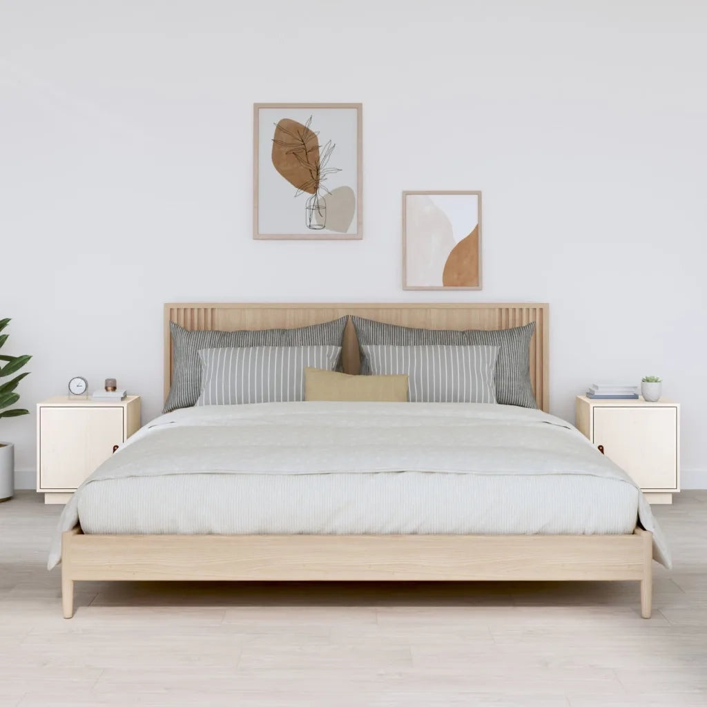 Comodini Bianco 2 pz 40x34x45 cm in Legno Massello di Pino cod mxl 30649