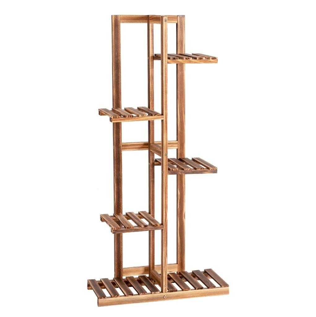Mensola per fiori 50 x 21 x 103 cm design compatto 5 ripiani stabili legno di pino marrone 20_0021142