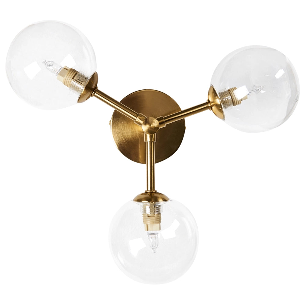 Plafoniera a 3 luci in vetro d'ottone e metallo di ferro Illuminazione del soggiorno dall'aspetto moderno e glamour