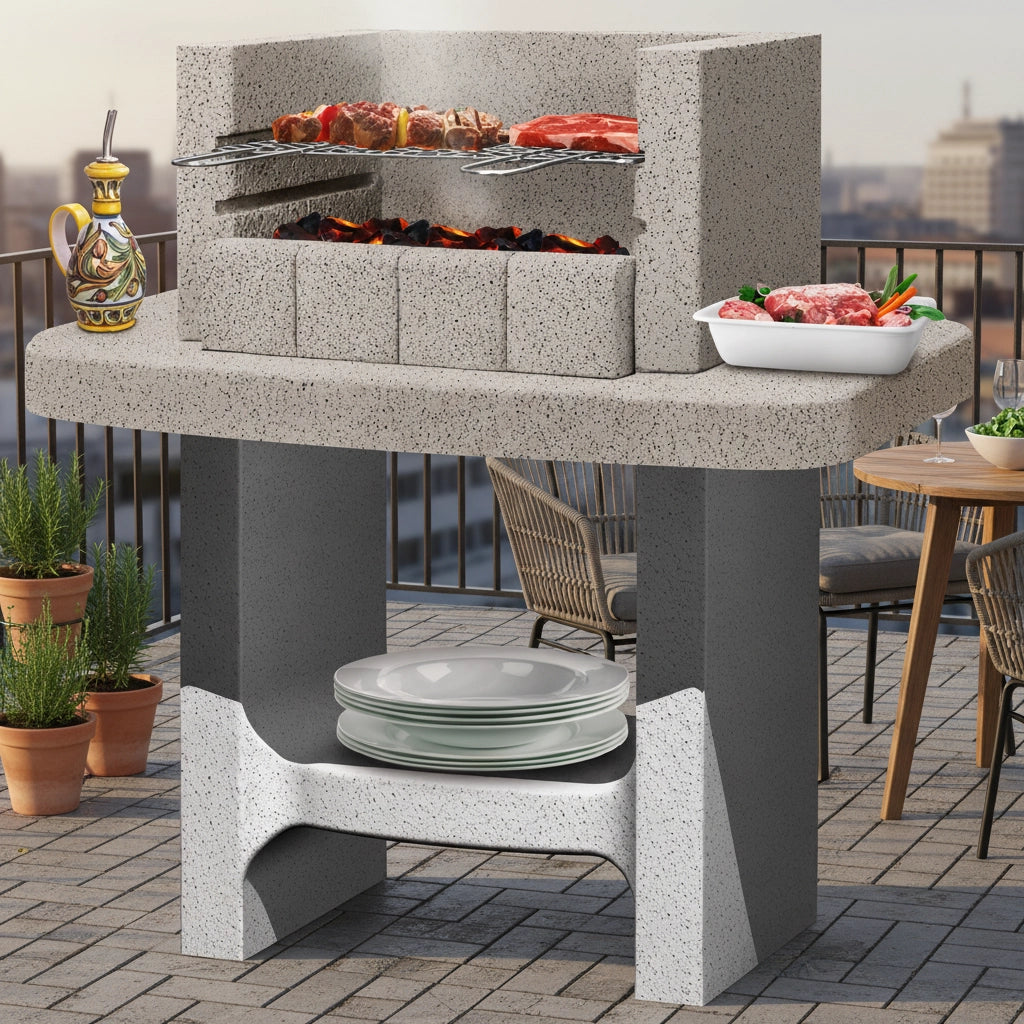 Barbecue siena-lm 78 x 55 x 94,1 cm in calcestruzzo con griglia regolabile
