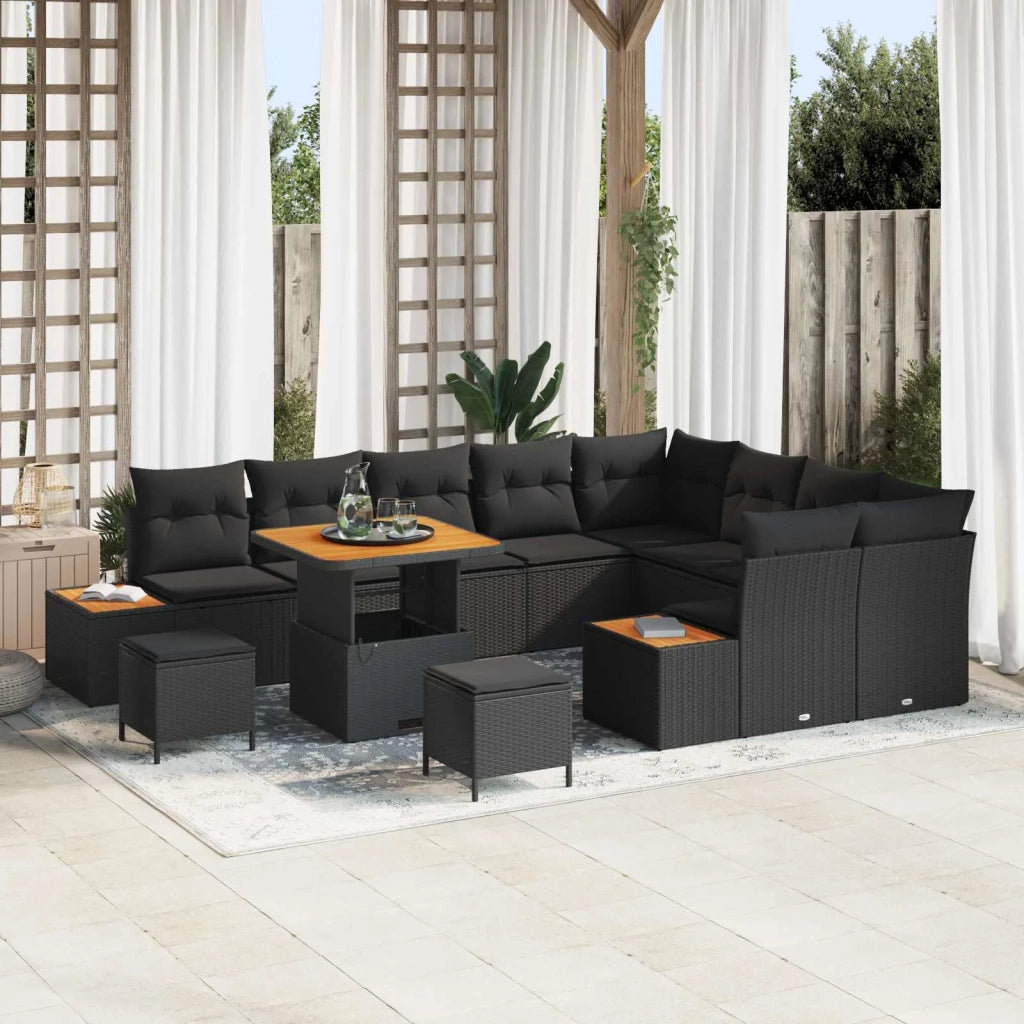 Set Divano da Giardino con cuscino 12 pcs Nero 3363339